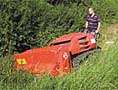 Auf dem Bild ist ein roter Hangmäher abgebildet.